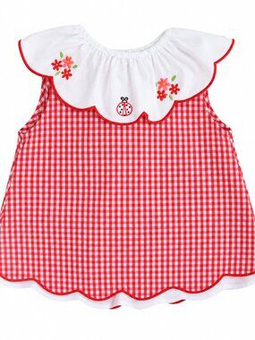 The Proper Peony Red Gingham Ladybug Top — 12M